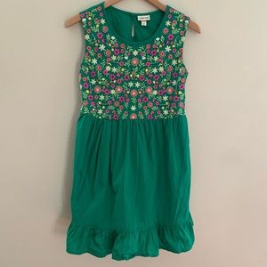 Cherokee Dress, Green w/ Colorful Embroidery, XL